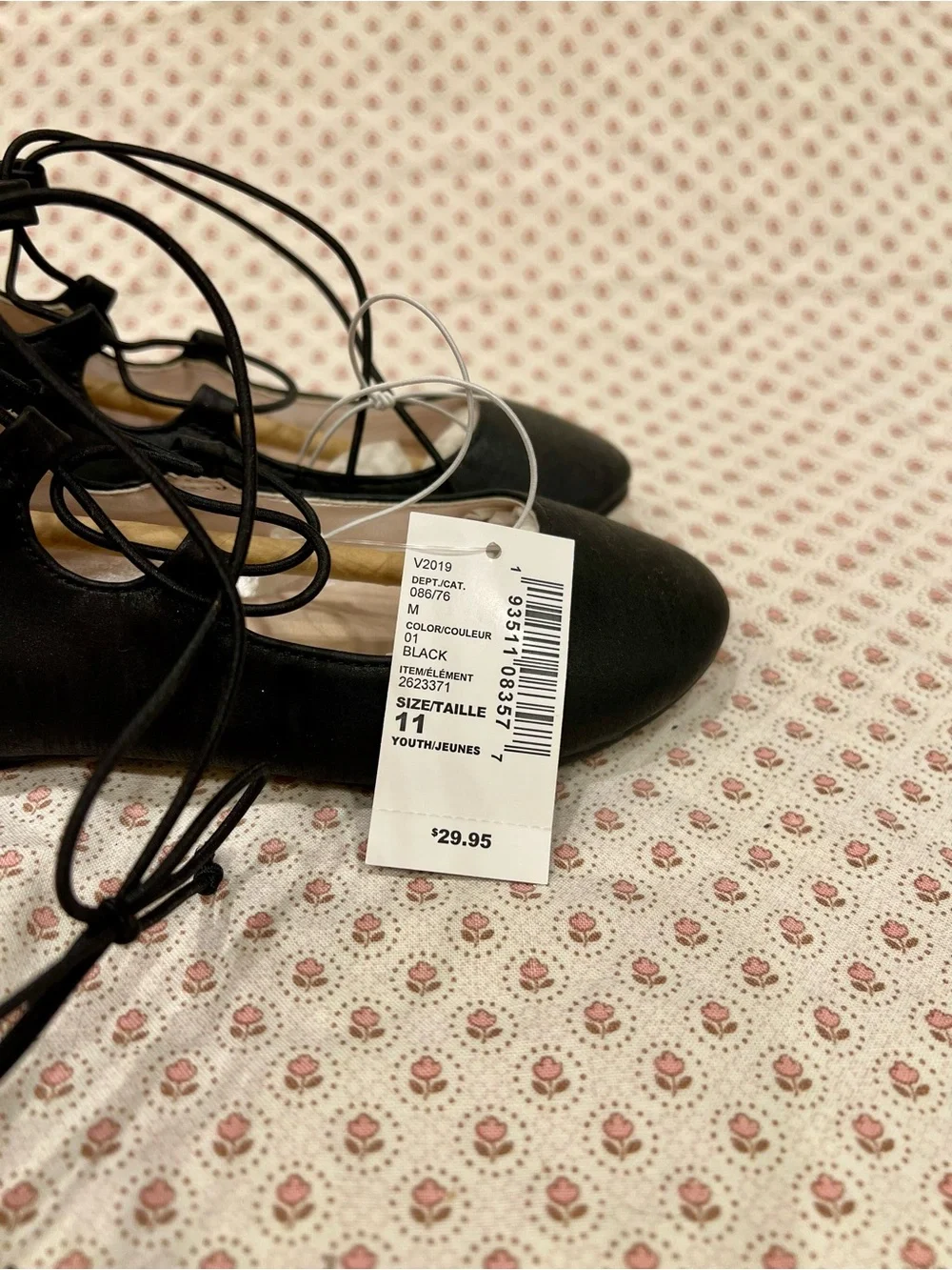 The Children's Place Black Lace-Up Ballet Flats